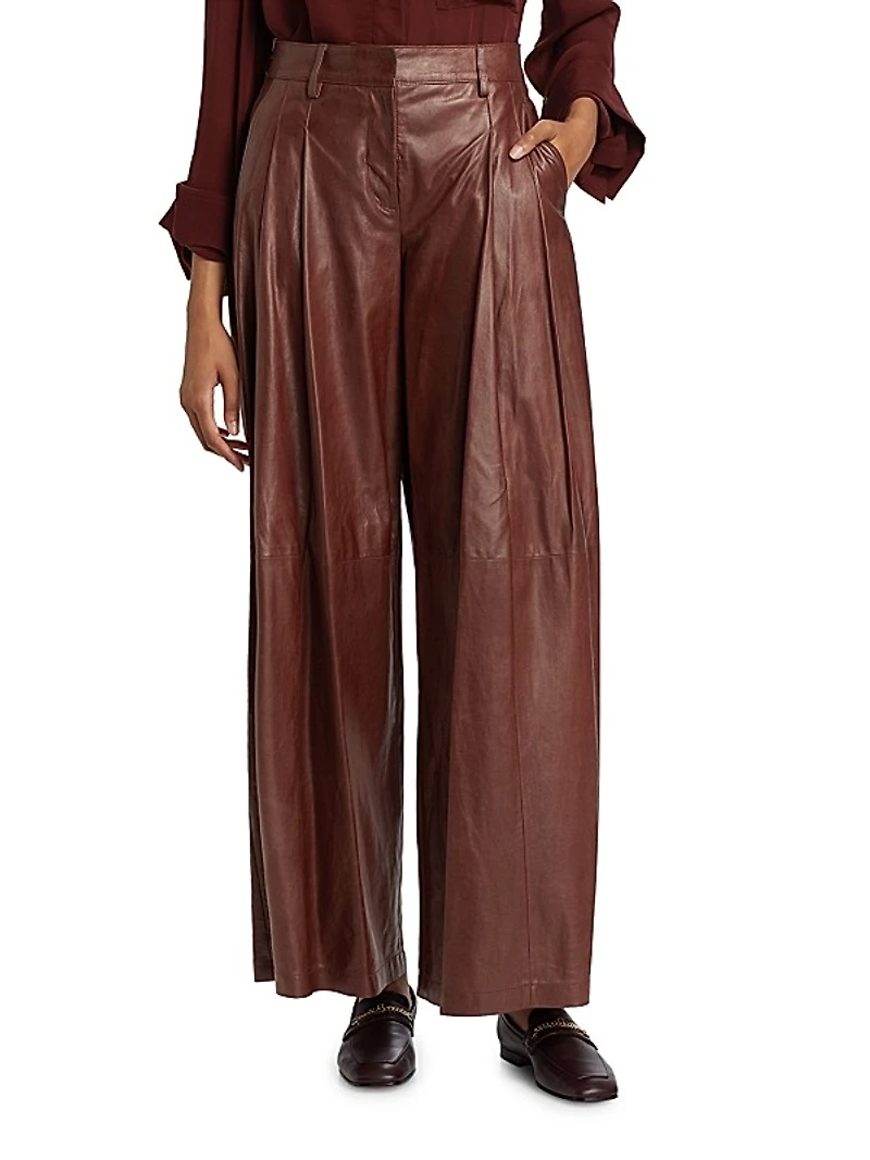 Didi Leather Wide-Leg Pants