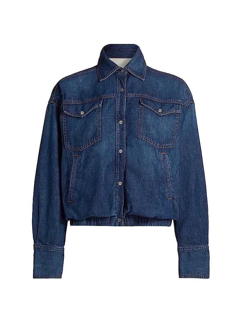 Bubble Denim Button-Up Jacket