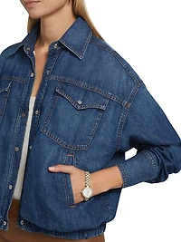 Bubble Denim Button-Up Jacket