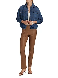 Bubble Denim Button-Up Jacket