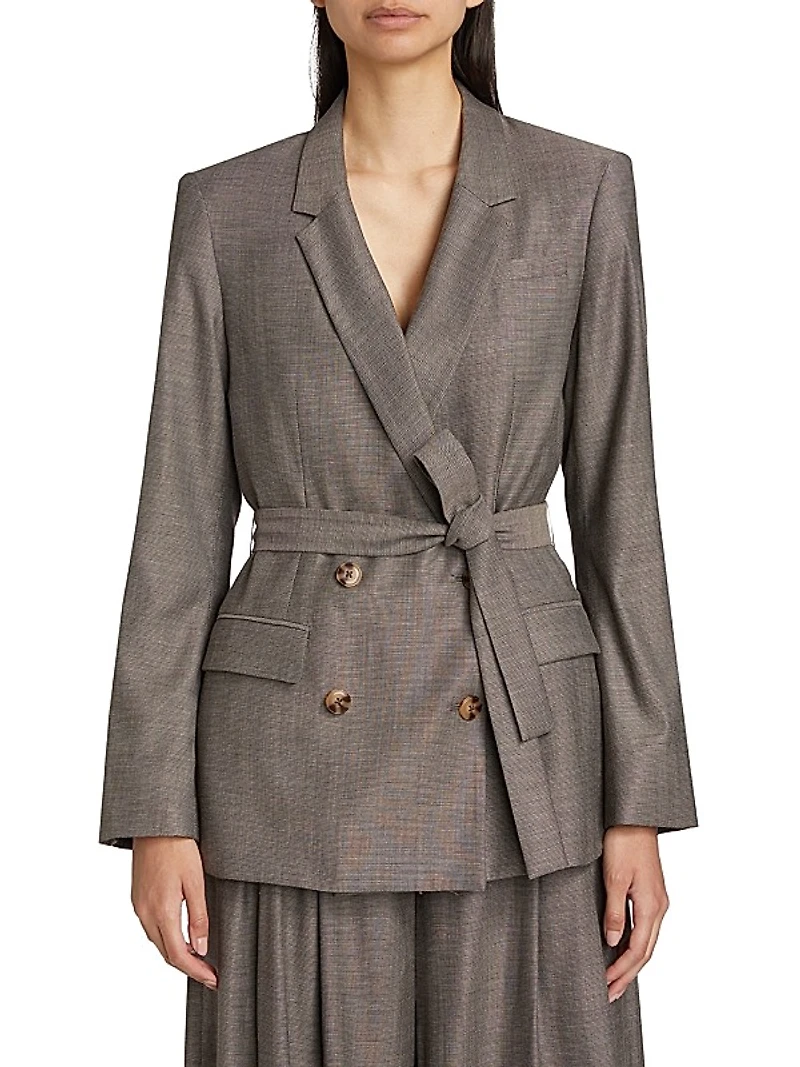 Wool-Blend Tie-Waist Smoking Jacket