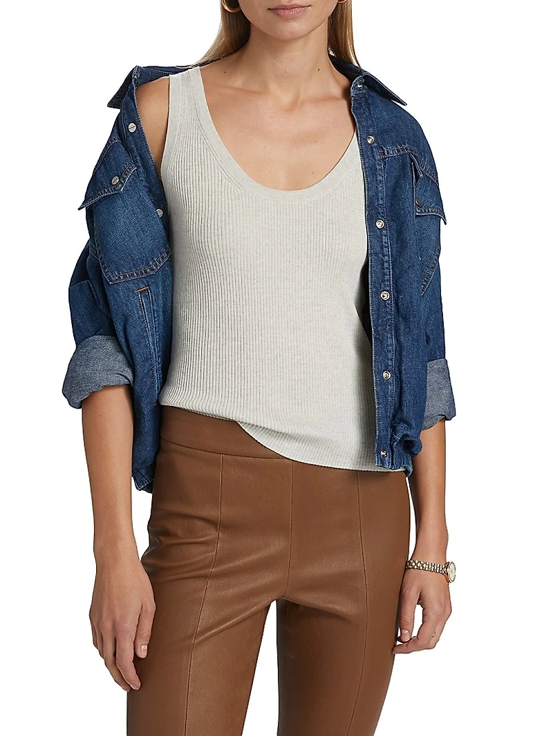 Merino Wool Knit Scoopneck Tank