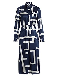 Printed Silk Belted Shirtdress