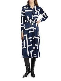 Printed Silk Belted Shirtdress