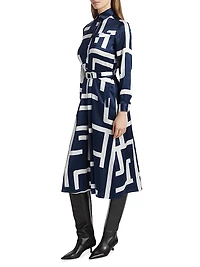 Printed Silk Belted Shirtdress
