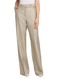 Metallic Tweed High-Rise Pants
