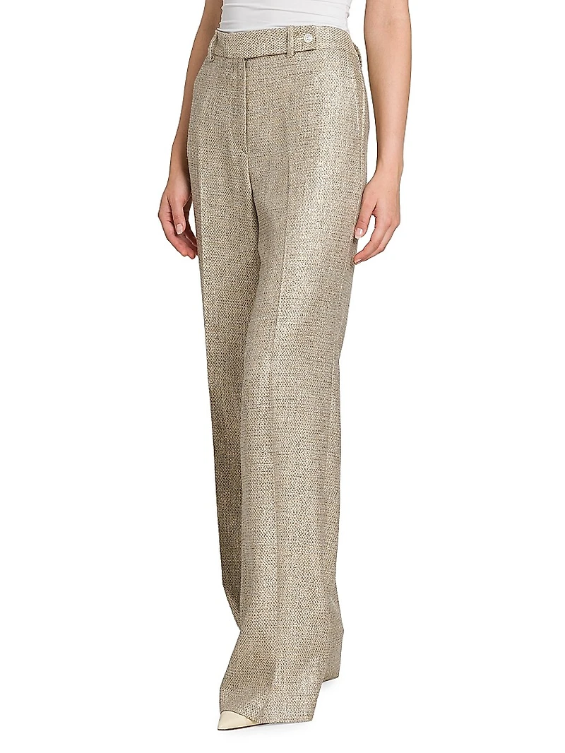 Metallic Tweed High-Rise Pants