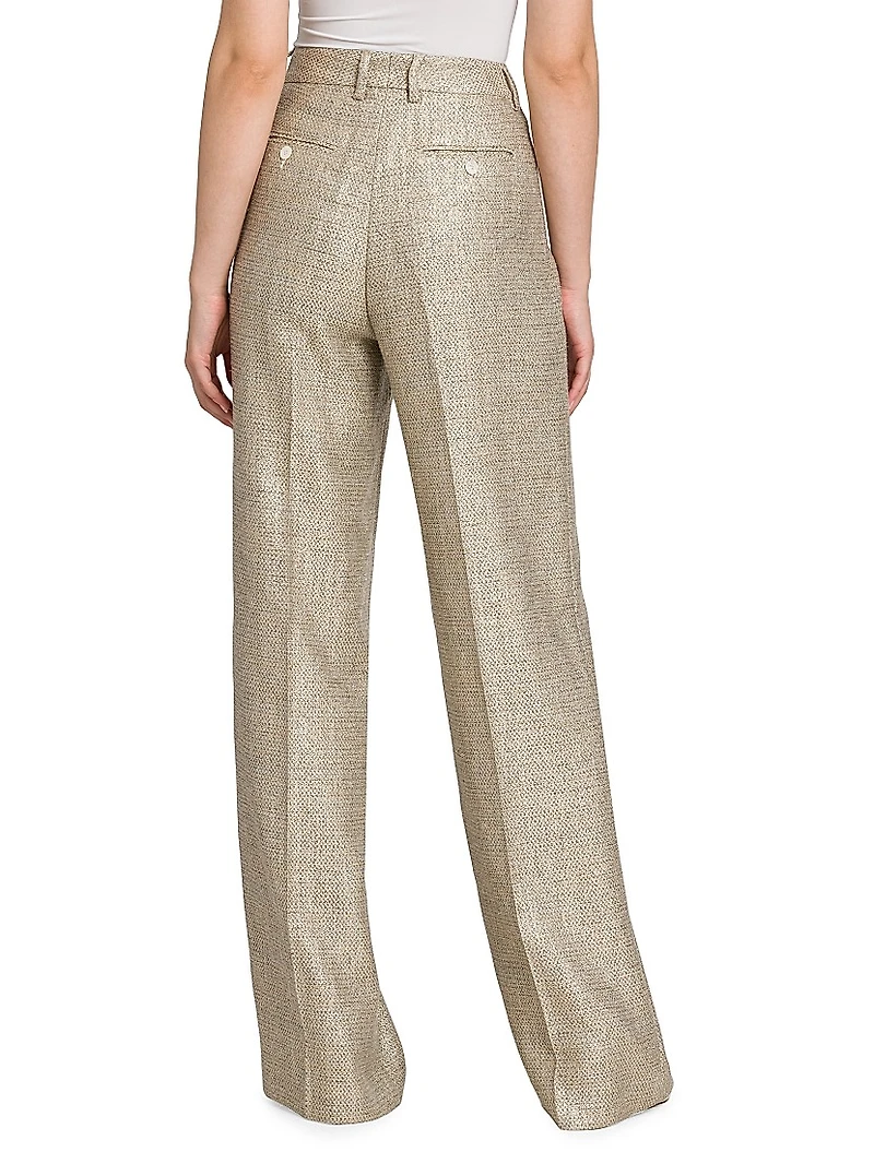 Metallic Tweed High-Rise Pants