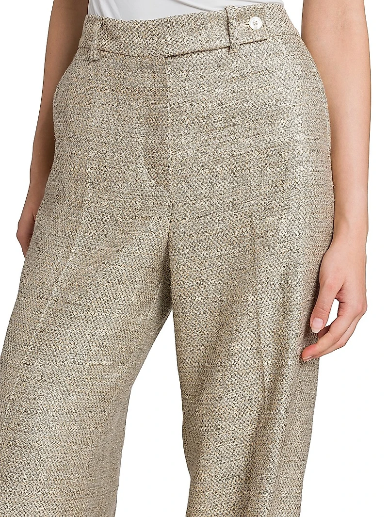 Metallic Tweed High-Rise Pants