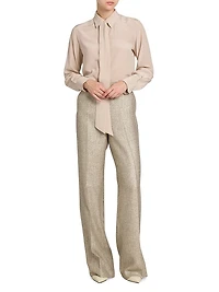 Metallic Tweed High-Rise Pants