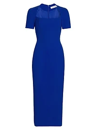 Square-Neck Short-Sleeve Midi-Dress