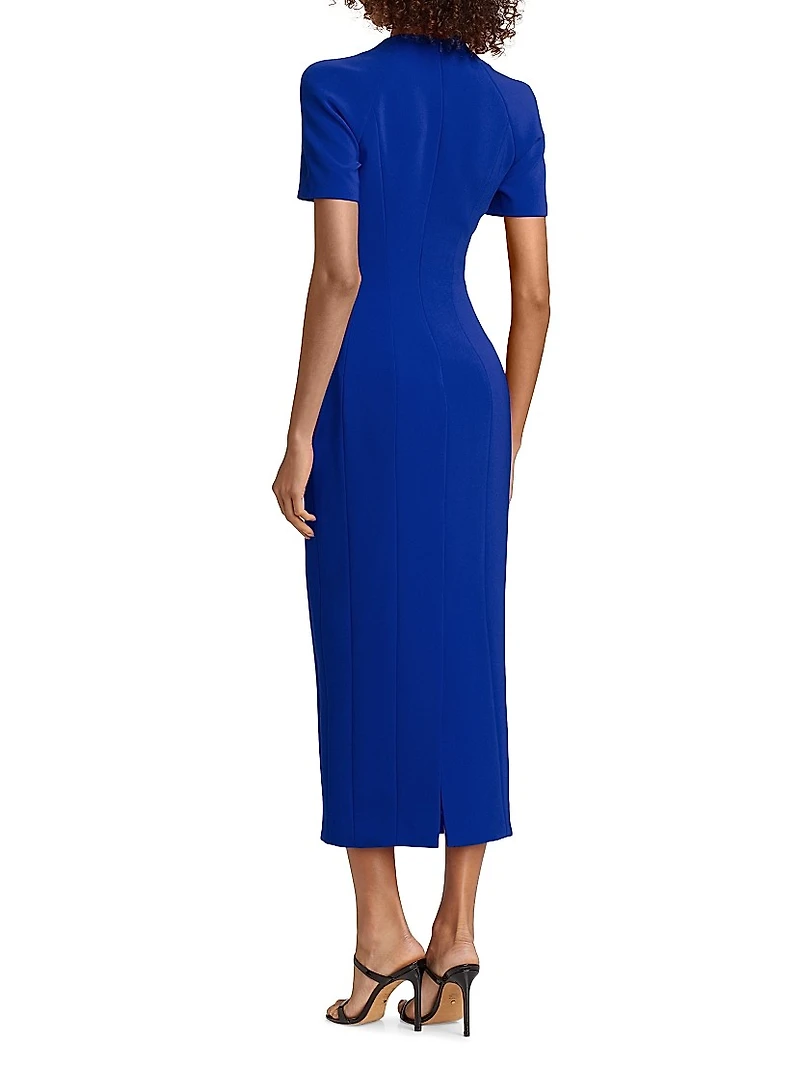 Square-Neck Short-Sleeve Midi-Dress