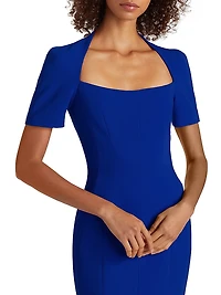 Square-Neck Short-Sleeve Midi-Dress