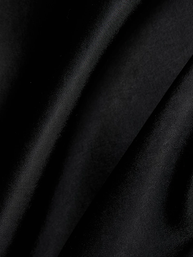 Satin Trimmed One-Shoulder Minidress