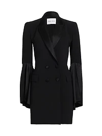 Double-Breasted Bell-Sleeve Tuxedo Minidress
