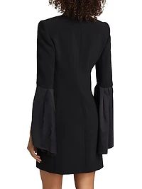 Double-Breasted Bell-Sleeve Tuxedo Minidress