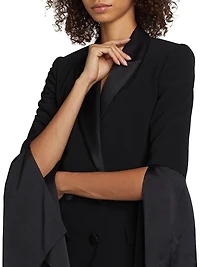 Double-Breasted Bell-Sleeve Tuxedo Minidress