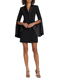 Double-Breasted Bell-Sleeve Tuxedo Minidress