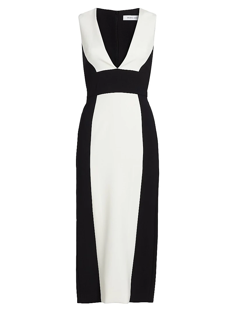 Colorblock Sleeveless Sheath Midi-Dress