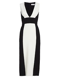Colorblock Sleeveless Sheath Midi-Dress
