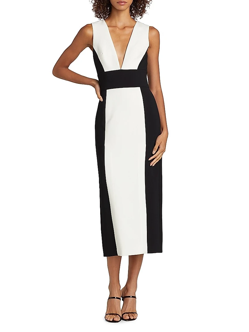 Colorblock Sleeveless Sheath Midi-Dress