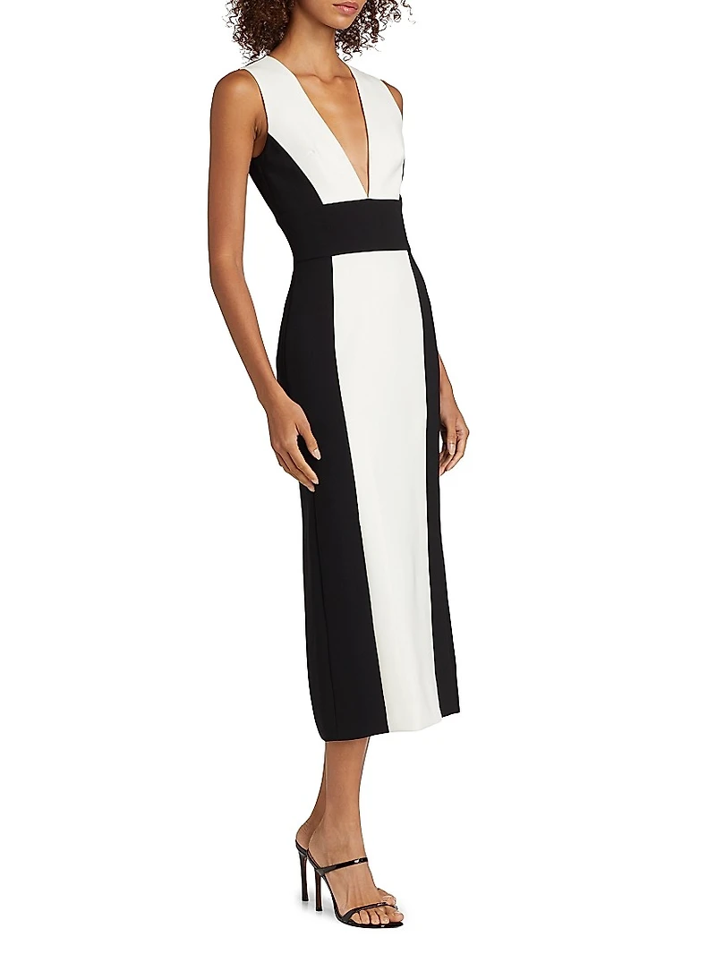 Colorblock Sleeveless Sheath Midi-Dress