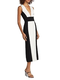 Colorblock Sleeveless Sheath Midi-Dress