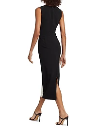 Colorblock Sleeveless Sheath Midi-Dress