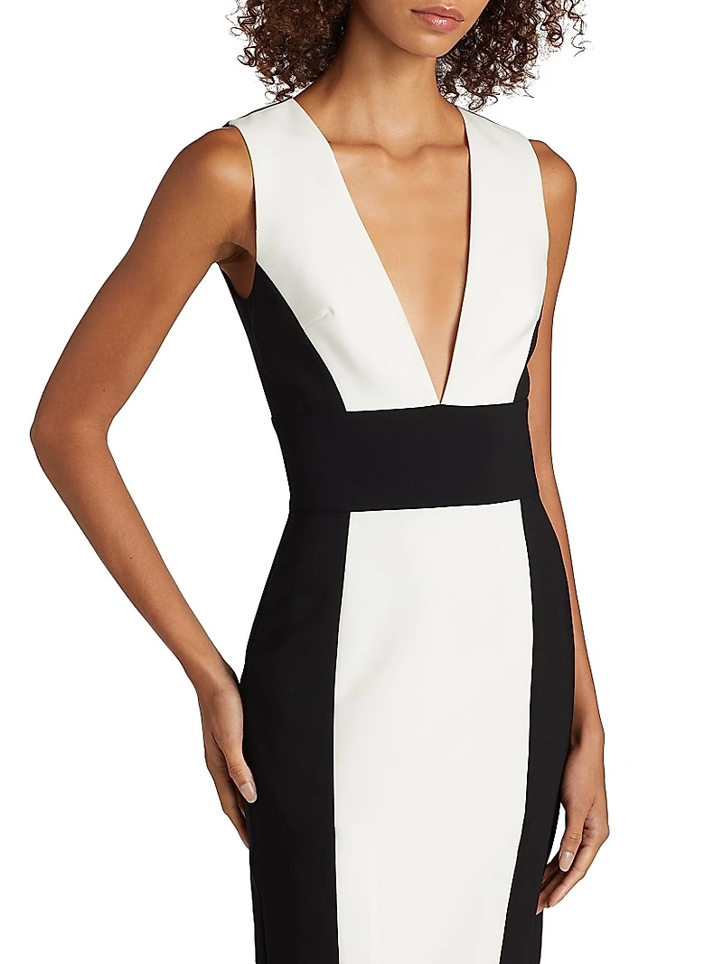Colorblock Sleeveless Sheath Midi-Dress