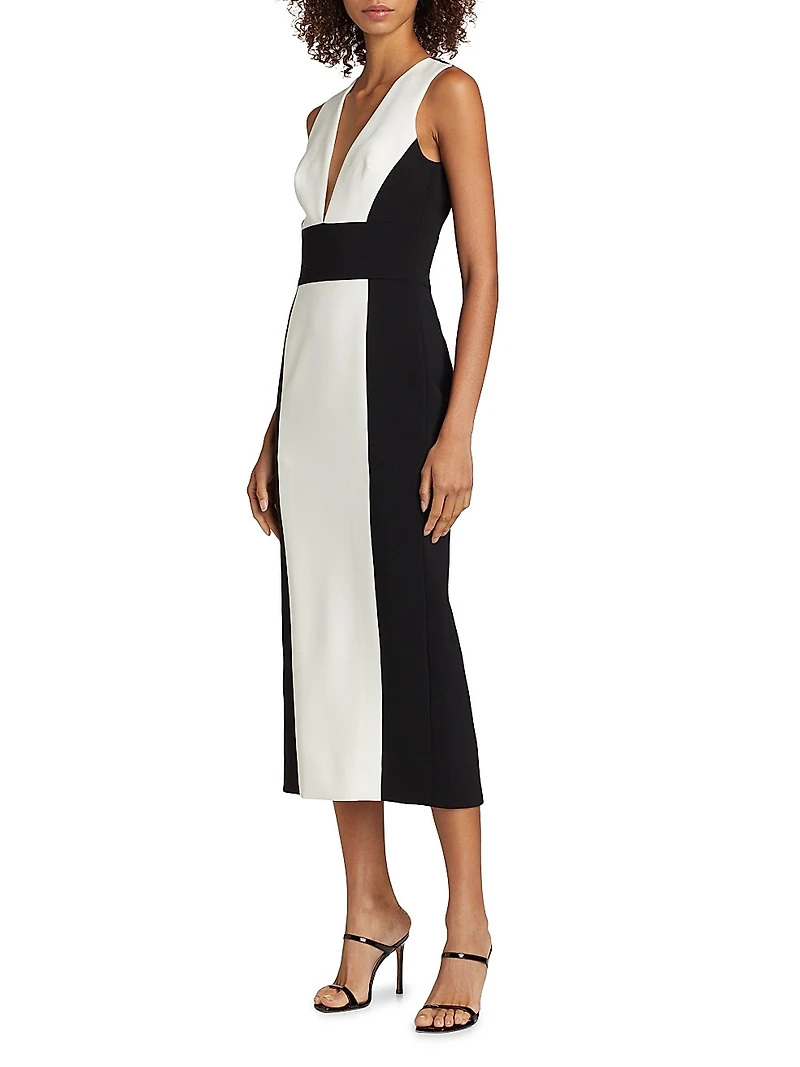 Colorblock Sleeveless Sheath Midi-Dress