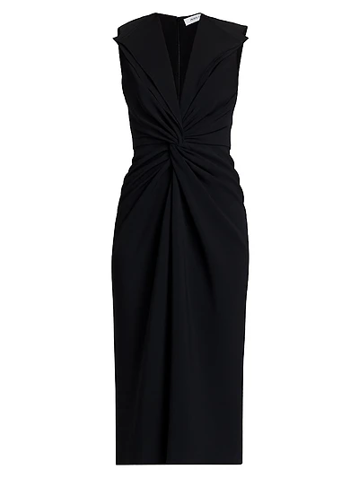 Lily Twist-Front V-Neck Midi-Dress