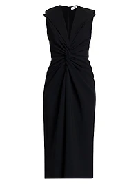 Lily Twist-Front V-Neck Midi-Dress