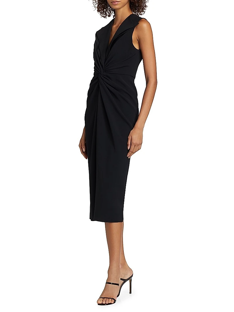 Lily Twist-Front V-Neck Midi-Dress