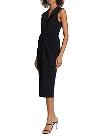 Lily Twist-Front V-Neck Midi-Dress