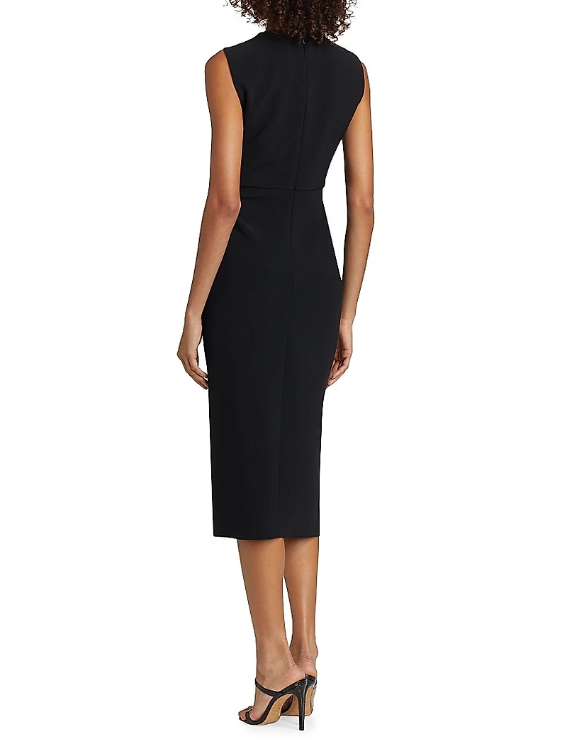 Lily Twist-Front V-Neck Midi-Dress