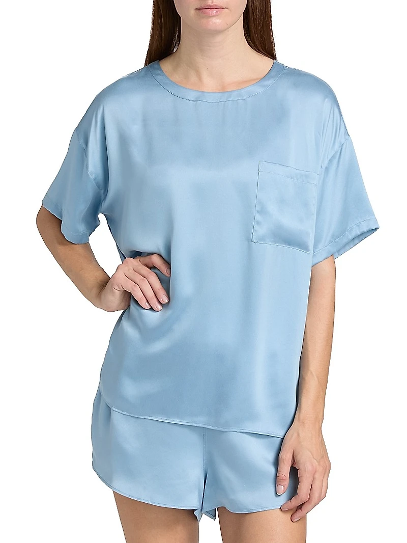 Washable Silk T-Shirt & Shorts Set