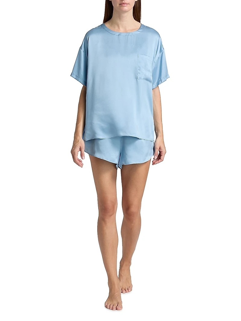 Washable Silk T-Shirt & Shorts Set