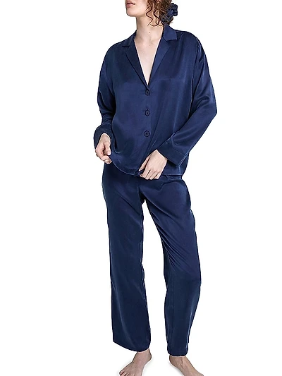 Washable Silk Long-Sleeve Pajamas