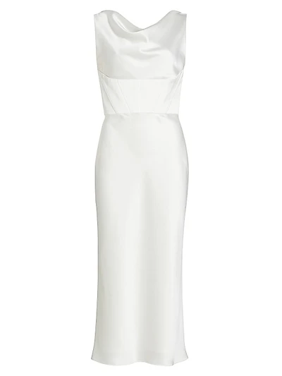 Satin Cowlneck Midi-Dress
