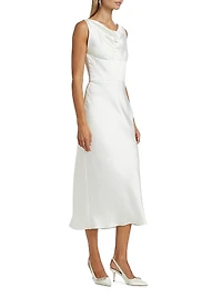 Satin Cowlneck Midi-Dress