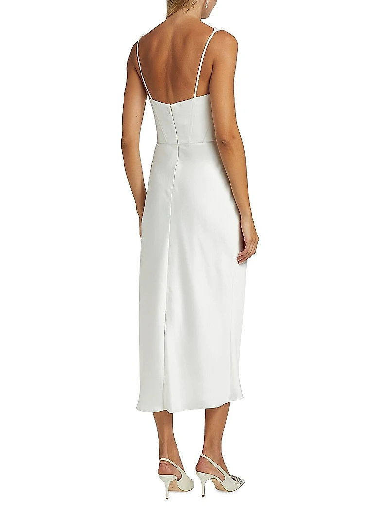 Satin Cowlneck Midi-Dress