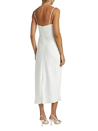 Satin Cowlneck Midi-Dress