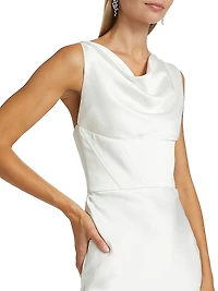 Satin Cowlneck Midi-Dress