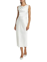 Satin Cowlneck Midi-Dress