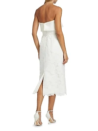 Lace Strapless Column Midi-Dress