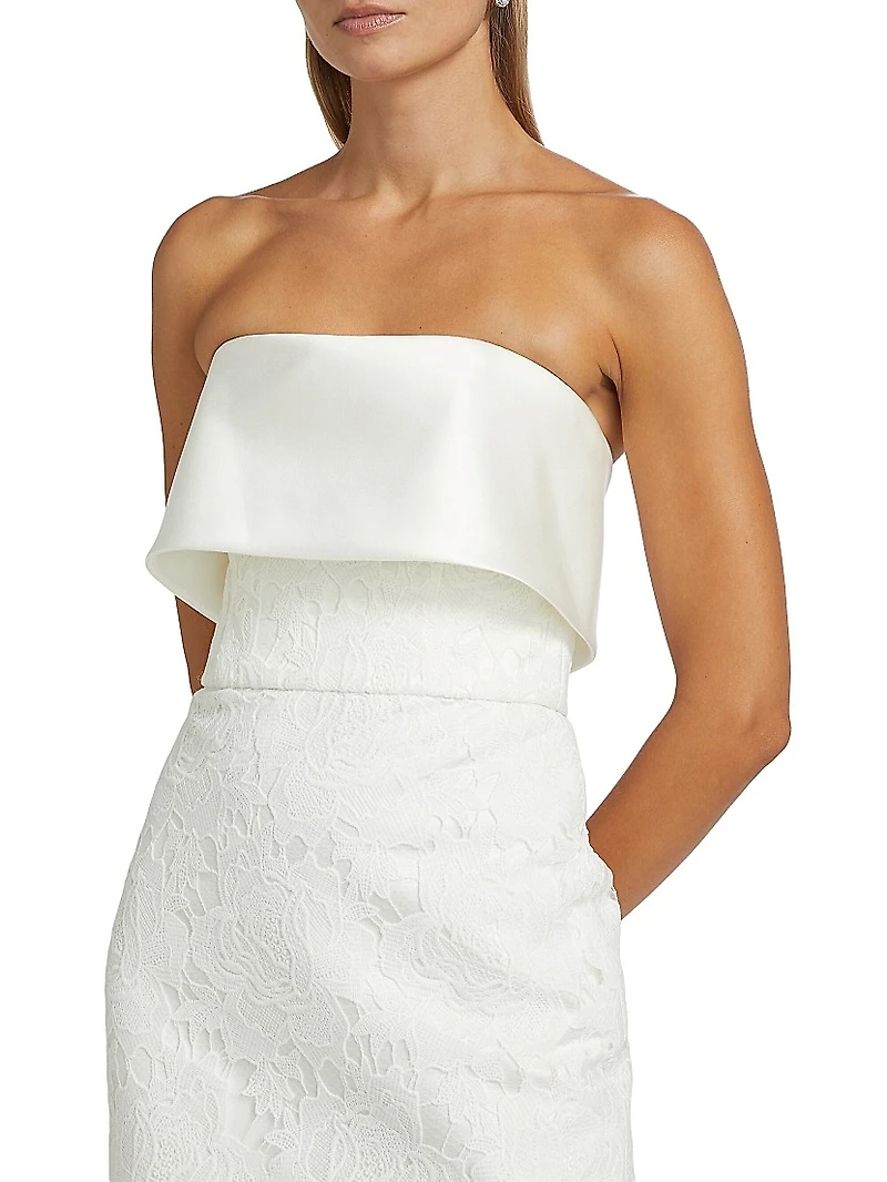 Lace Strapless Column Midi-Dress