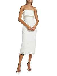 Lace Strapless Column Midi-Dress