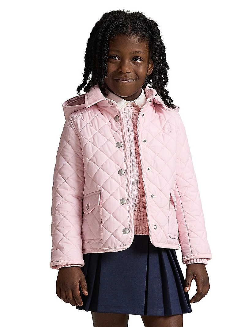 Little Girl's & Quilted Hooded Jacket