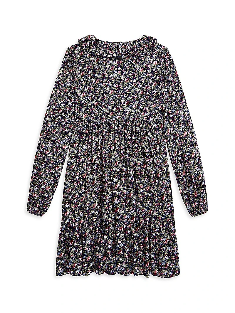 Little Girl's & Floral Print Ruffled Dress