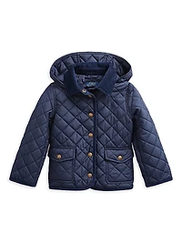 Little Girl's & Girl's Quilted Hooded Jacket